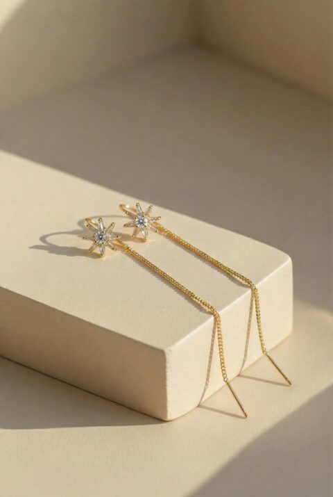 La Stella Chain Earrings in Gold