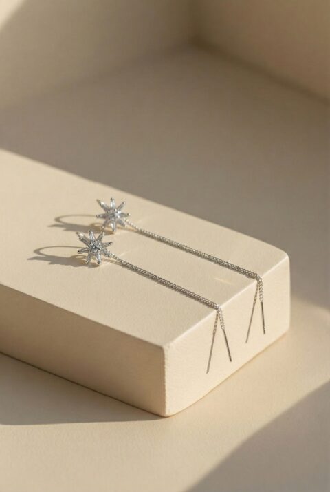 La Stella Chain Earrings in Silver